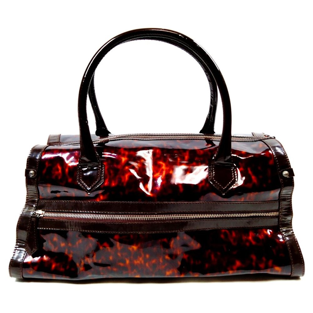 💎Rare Christian Louboutin Tortoiseshell Patent Satchel in Dark Brown and Amber